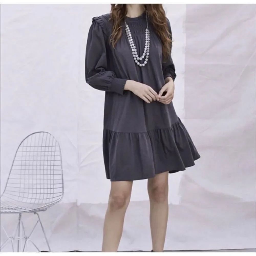 Matilda Jane Good Hart Navy Smocked & Eyelet Dress sz M EUC